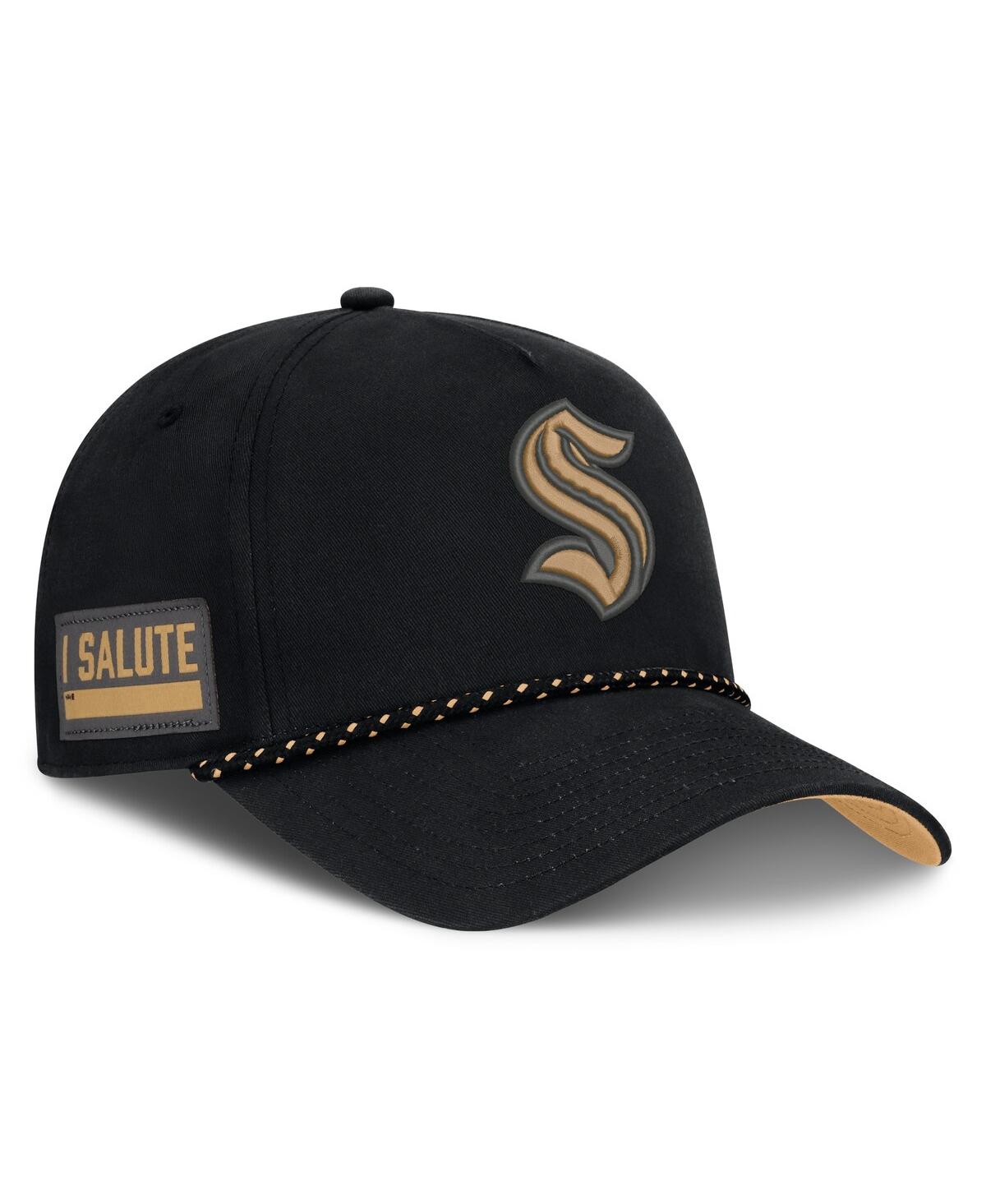 Fanatics Men's Black Seattle Kraken Military Appreciation Authentic Pro A-Frame Adjustable Hat