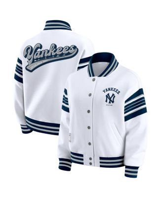 WEAR by Erin Andrews - Women's White New York Yankees Full-Snap Fleece Sweatshirt Jacket