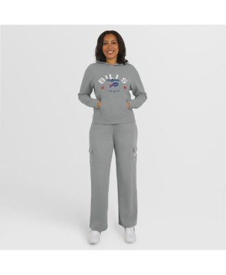 Women's 2-Piece Gray Buffalo Bills Waffle-Knit Long Sleeve Hooded Shirt and Pants Lounge Set