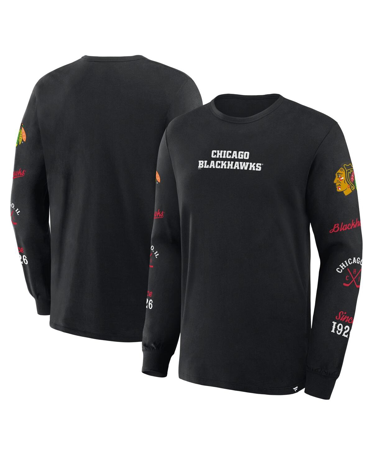 Fanatics Men's Black Chicago Blackhawks Boxed In Legacy Long Sleeve T-Shirt