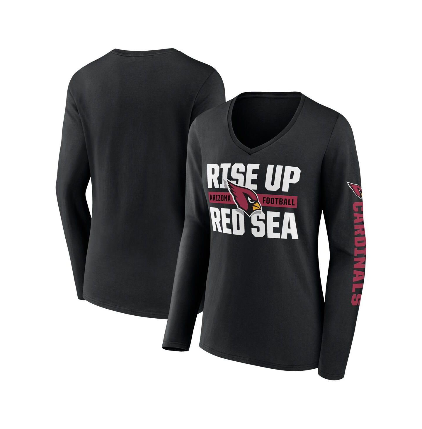 Женская футболка Fanatics Black Arizona Cardinals Hometown Sweep Long Sleeve V-Neck — фото 1