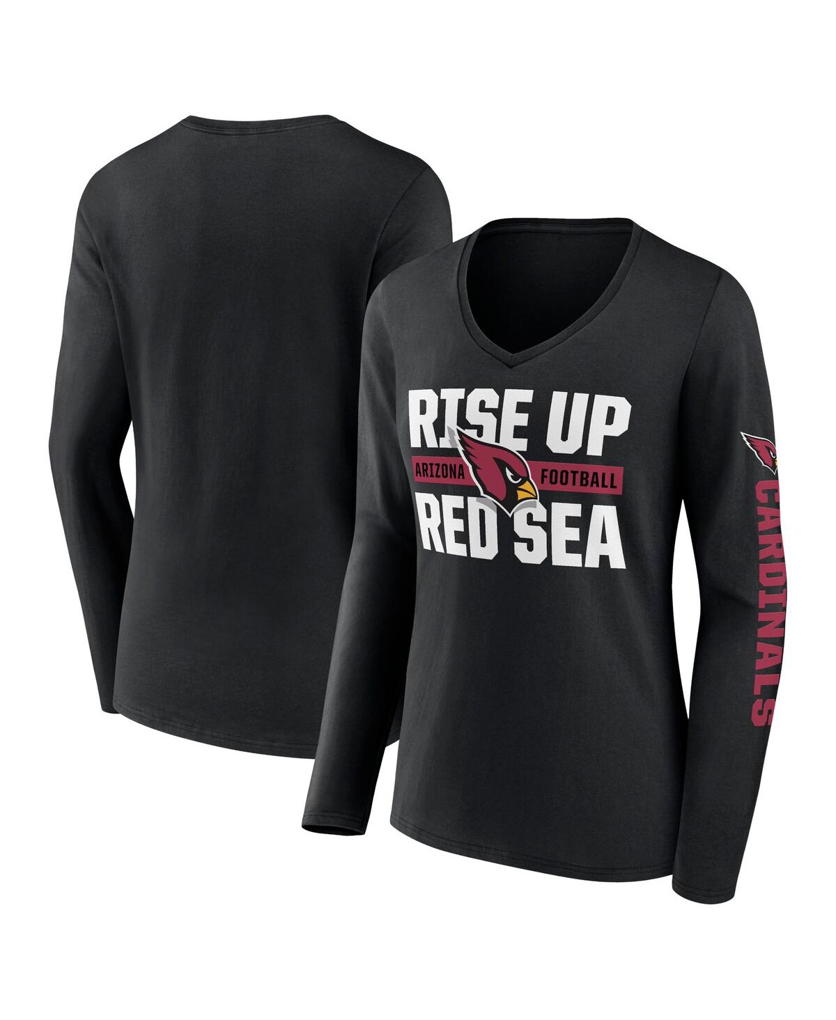 Fanatics Women's Black Arizona Cardinals Hometown Sweep Long Sleeve V-neck T-shirt