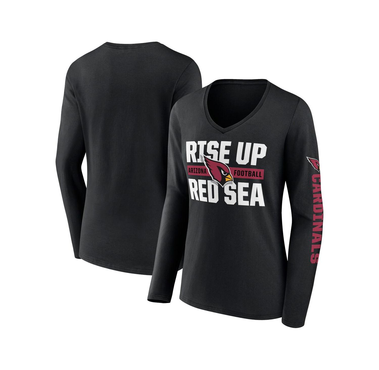 Women's Black Arizona Cardinals Hometown Sweep Long Sleeve V-Neck T-Shirt