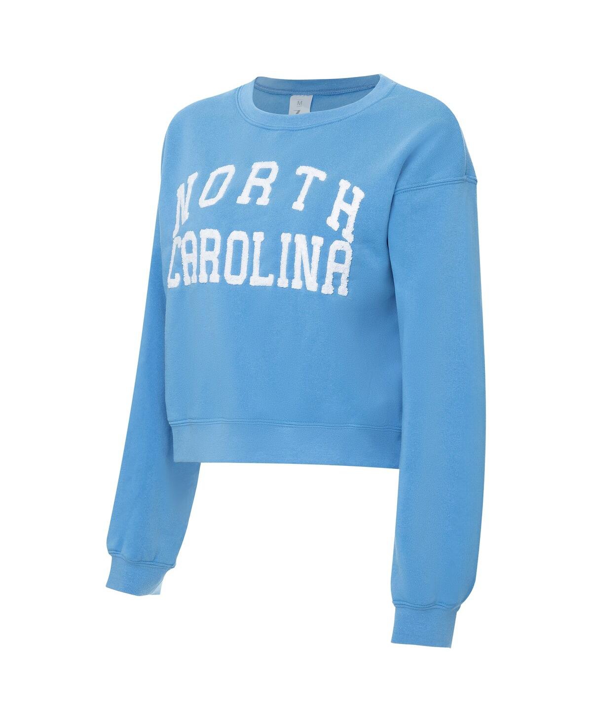 ZooZatz Women's Carolina Blue North Carolina Tar Heels Chenille Cropped Sweatshirt
