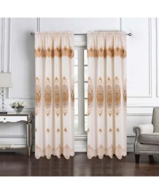 RT Designer Collection Betsy Macrame Rod Pocket Curtain Panel 52" x 84" Gold