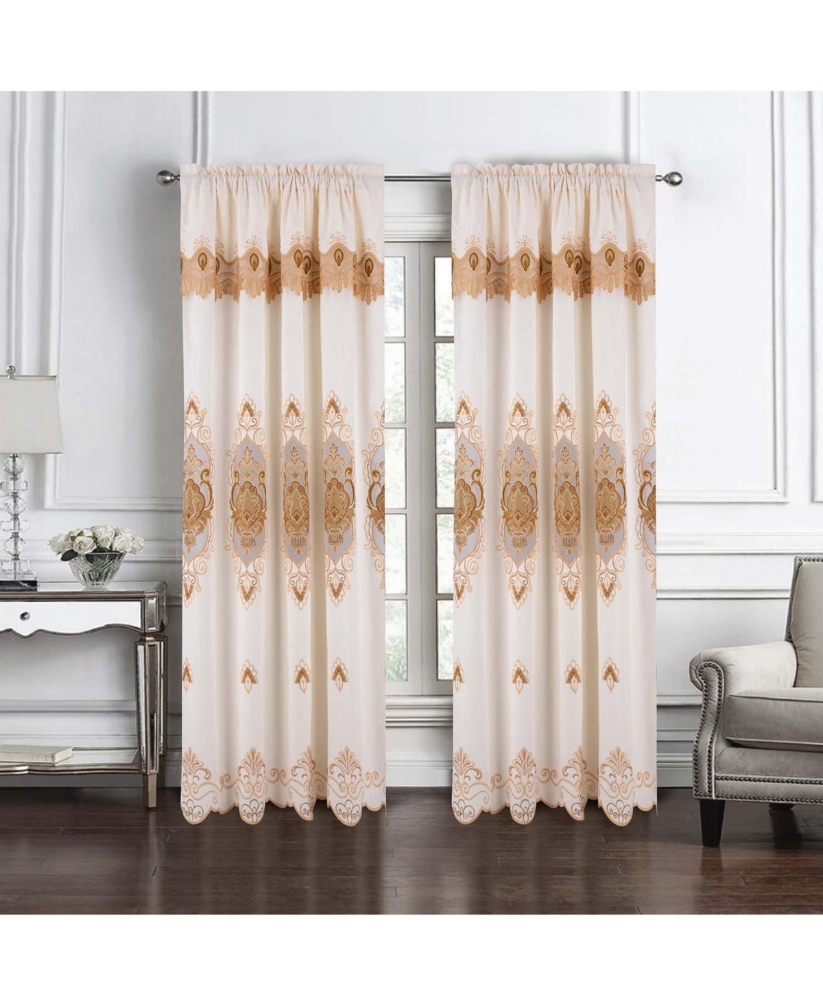 Rt Designer Collection Betsy Macrame Rod Pocket Curtain Panel 52" x 84" Gold