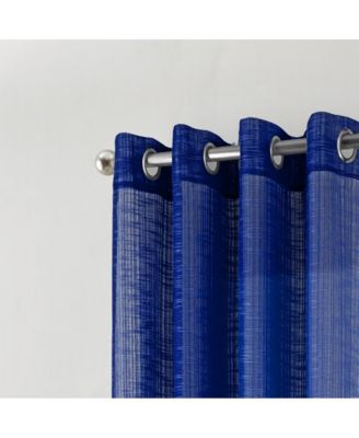 Dexter Linen Texture Grommet Sheer Light Filtering Window Curtain Panel 54" x 90" Navy