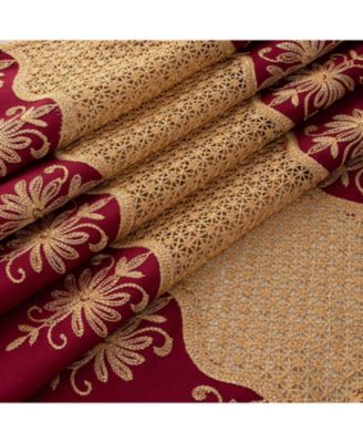Donna Macrame Construction 3" Rod Pocket Curtain Panel 54" x 90" Burgundy/Gold