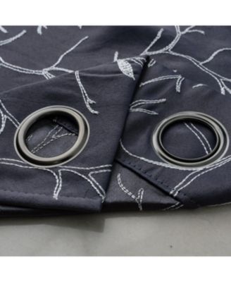 RT Designer Collection Luciana 2 Pack Embroidered Blackout Luxurious Decorative Grommet Curtain Panel 36" x 84" Charcoal