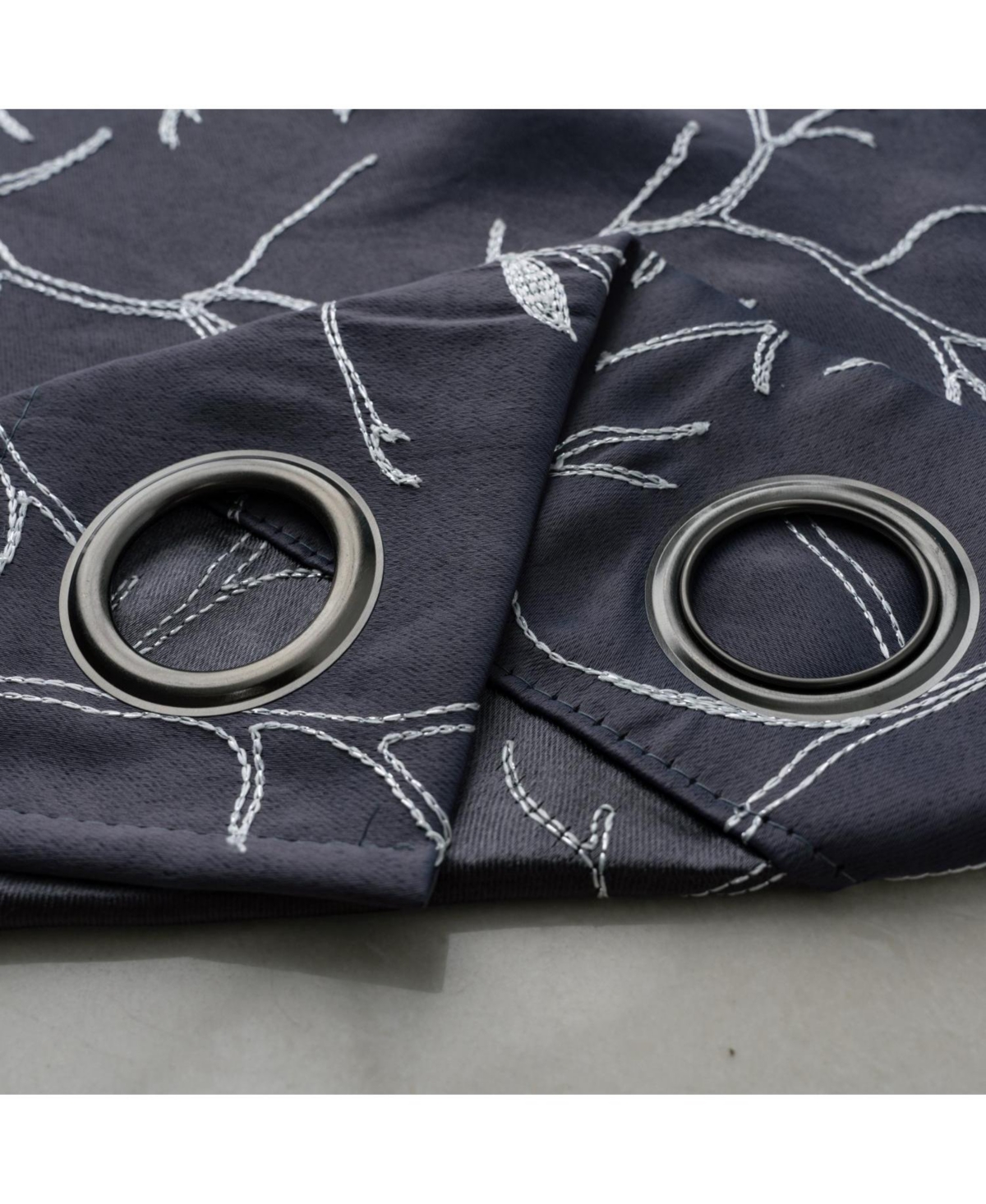 Rt Designer Collection Luciana 2 Pack Embroidered Blackout Luxurious Decorative Grommet Curtain Panel 36" x 84" Charcoal
