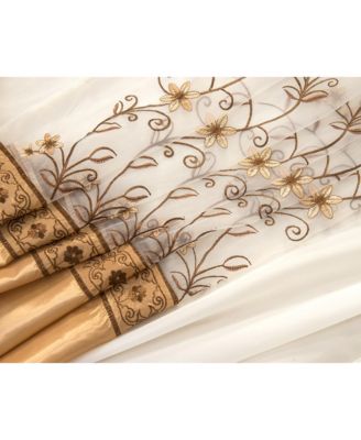 - Priscilla Embroidered Panel With Double Valance 54'' x 90'' Silver