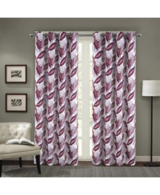 RT Designer Collection Brazil Printed Blackout Luxurious Decorative Grommet Curtain Panel 54" x 90" Burgundy
