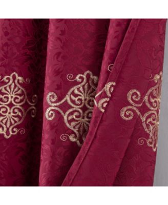 RT Designer Collection Alice Macrame Luxurious Decorative Rod Pocket Curtain Panel 54" x 84" Burg