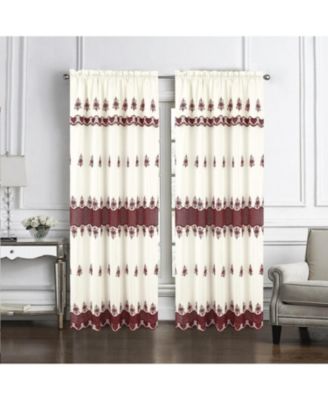 Donna Macrame Construction 3" Rod Pocket Curtain Panel 54" x 90" Beige/Burg