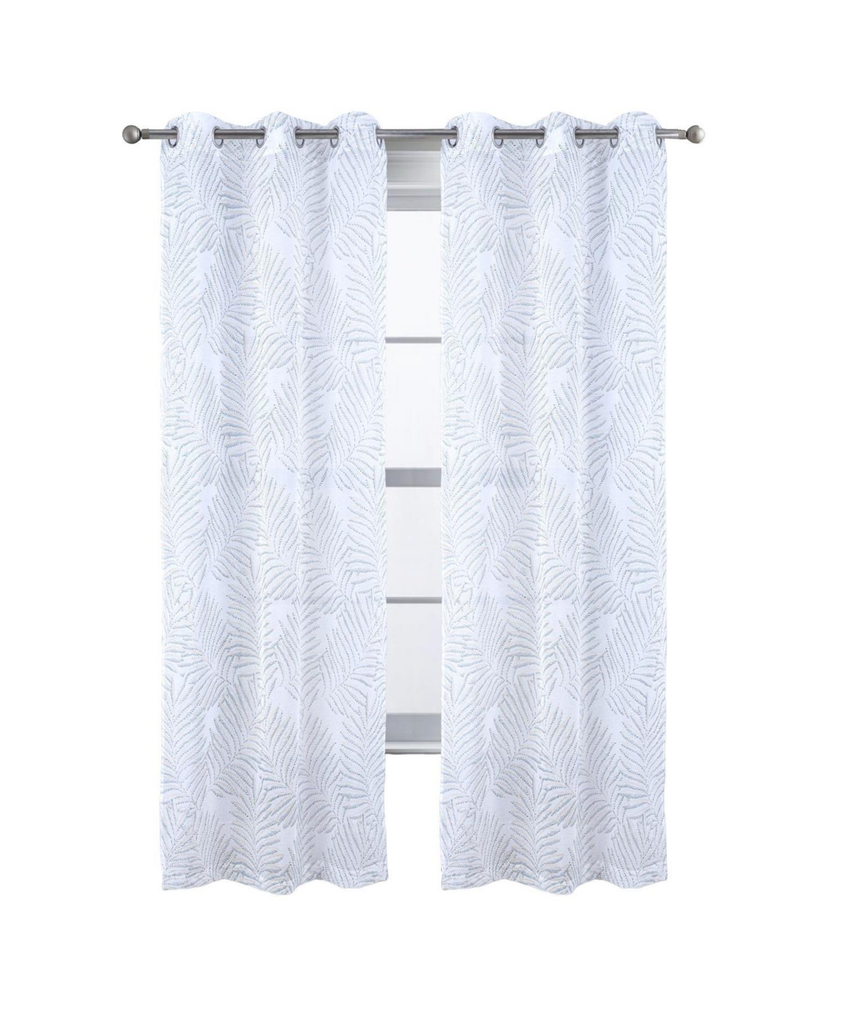 Rt Designers Collection Faye Grommet Metallic Sheer Printed Doily Curtain Panel 54" x 84" Sage