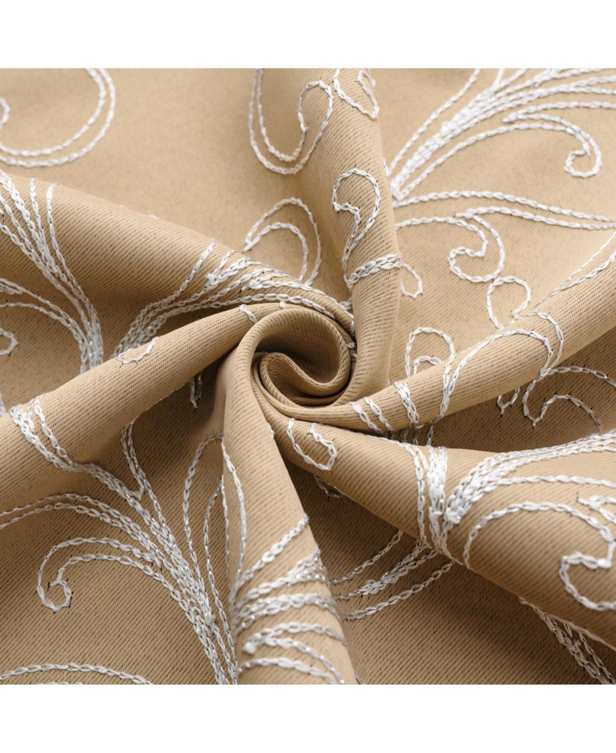 Rt Designer Collection Kimber Embroidered Blackout Luxurious Decorative Grommet Curtain Panel 54" x 84" Taupe