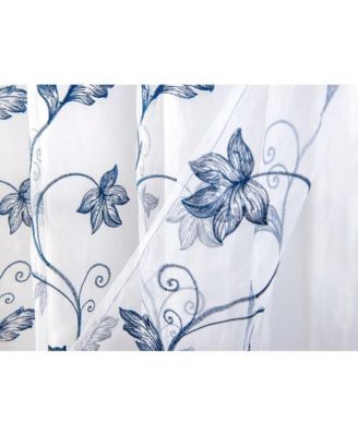- Pia Embroidered Panel With Double Valance 54'' x 90'' White