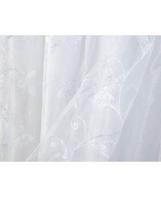 - Pia Embroidered Panel With Double Valance 54'' x 90'' White