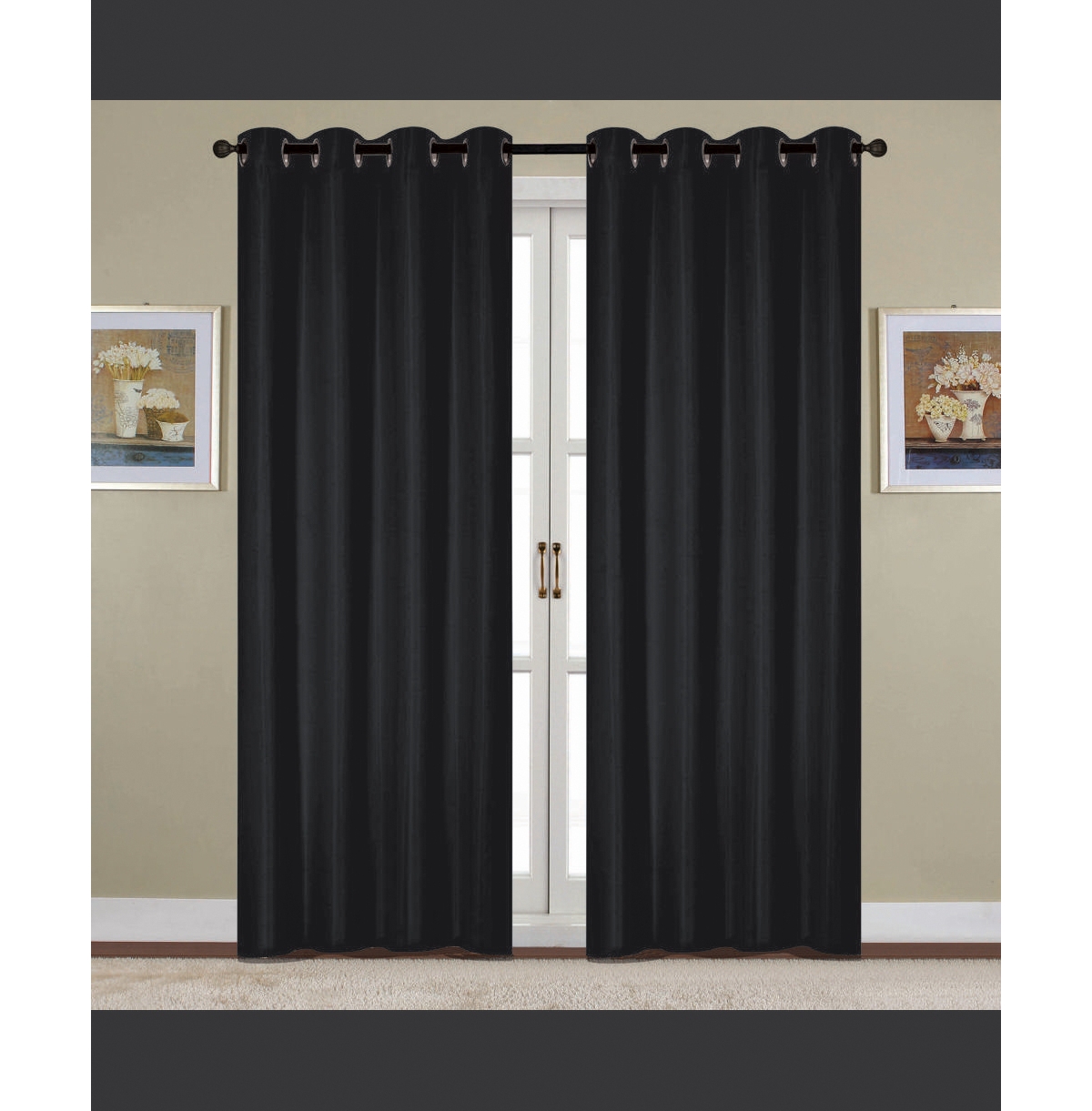 Rt Designers Collection Kennedy Room Darkening Grommet Curtain Panel 54" x 84" Black