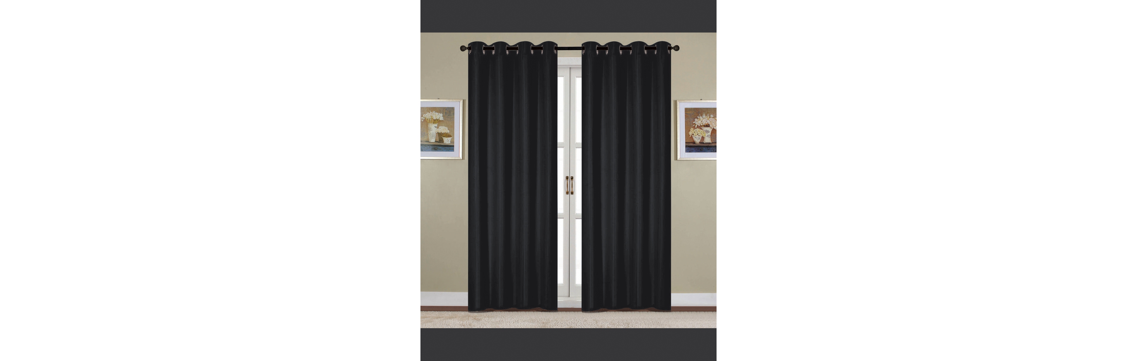 Rt Designers Collection Kennedy Elegant Design Grommet Curtain Panel Black