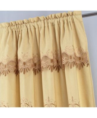 Bonnie Macrame Rod Pocket Room Darkening Curtain Panels for Living Room 52" x 84" Gold