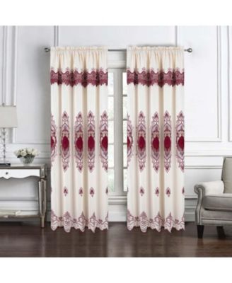 RT Designer Collection Betsy Macrame Rod Pocket Curtain Panel 52" x 84" Burgundy