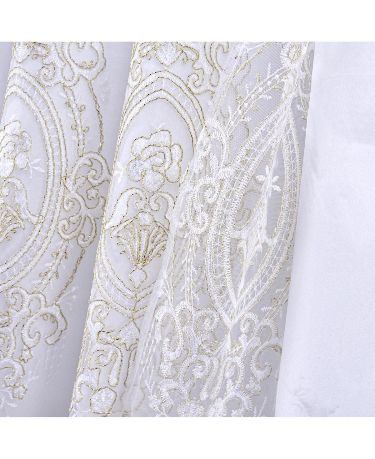 Rt Designers Collection Daisy Embroidery Grommet Curtain Panel With Attached Valance 54" x 84" White