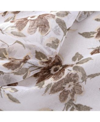 Meadow Grommet Metallic Sheer Printed Doily Curtain Panel 54" x 95" Taupe