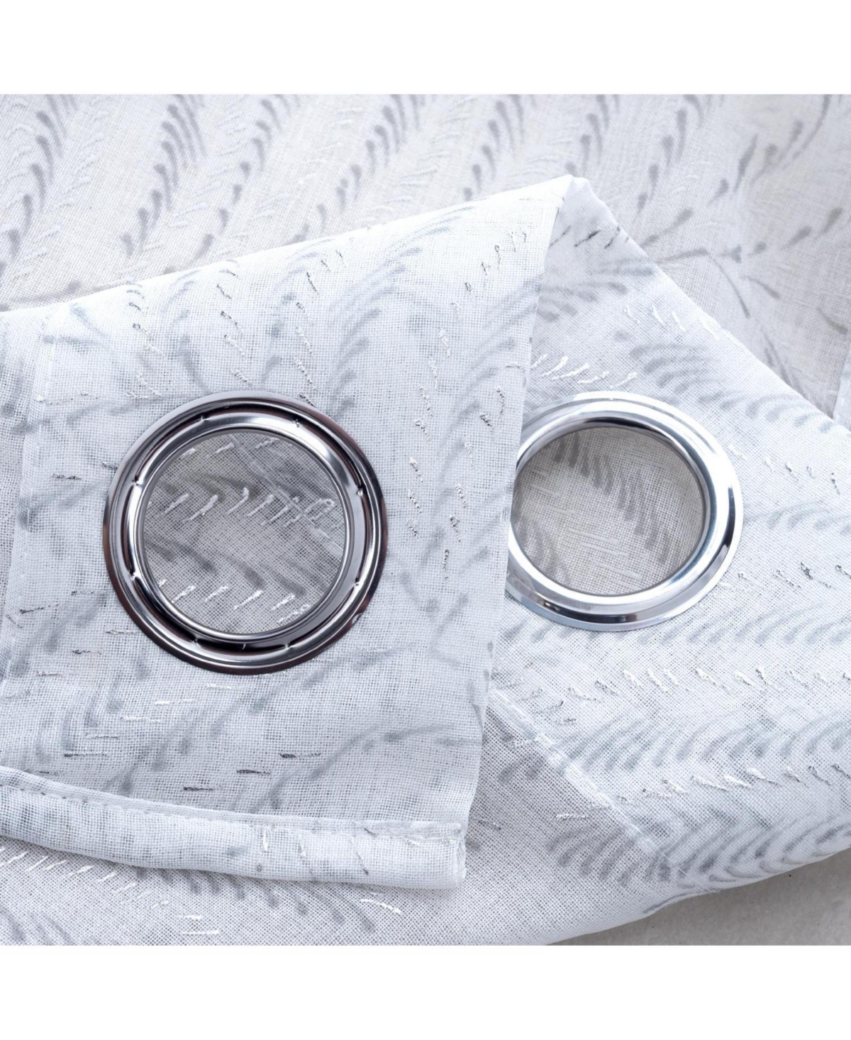 Rt Designers Collection Faye Grommet Metallic Sheer Printed Doily Curtain Panel