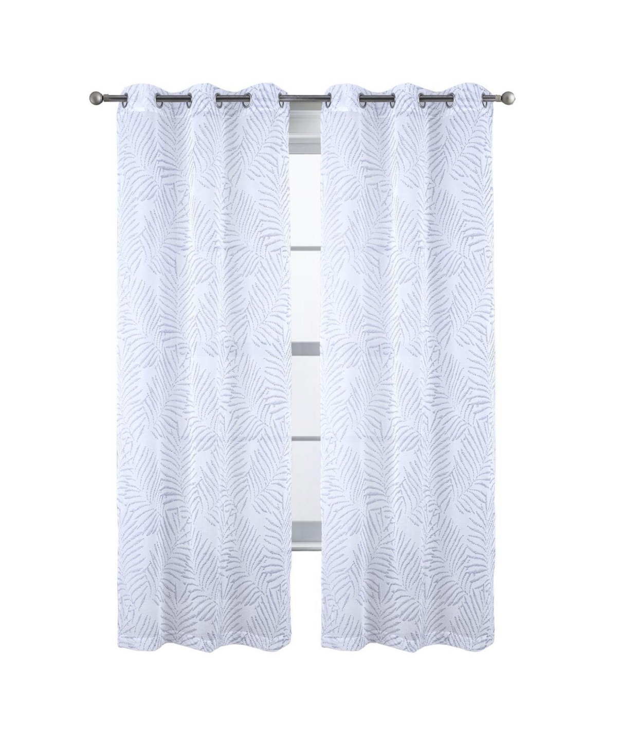 Rt Designers Collection Faye Grommet Metallic Sheer Printed Doily Curtain Panel 54" x 95" Blue