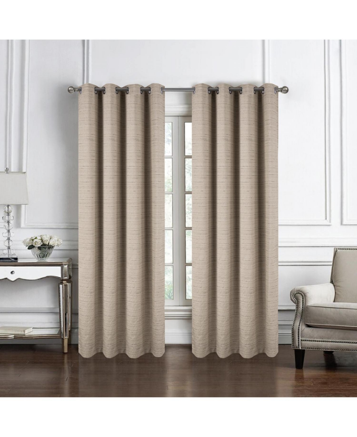 Rt Designer Collection Kensington Jacquard Foam Backed Luxurious Decorative Grommet Curtain Panel 54" x 95" Taupe