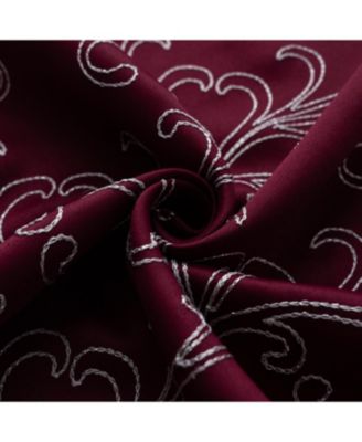 RT Designer Collection Kimber Embroidered Blackout Luxurious Decorative Grommet Curtain Panel 54" x 84" Burgundy