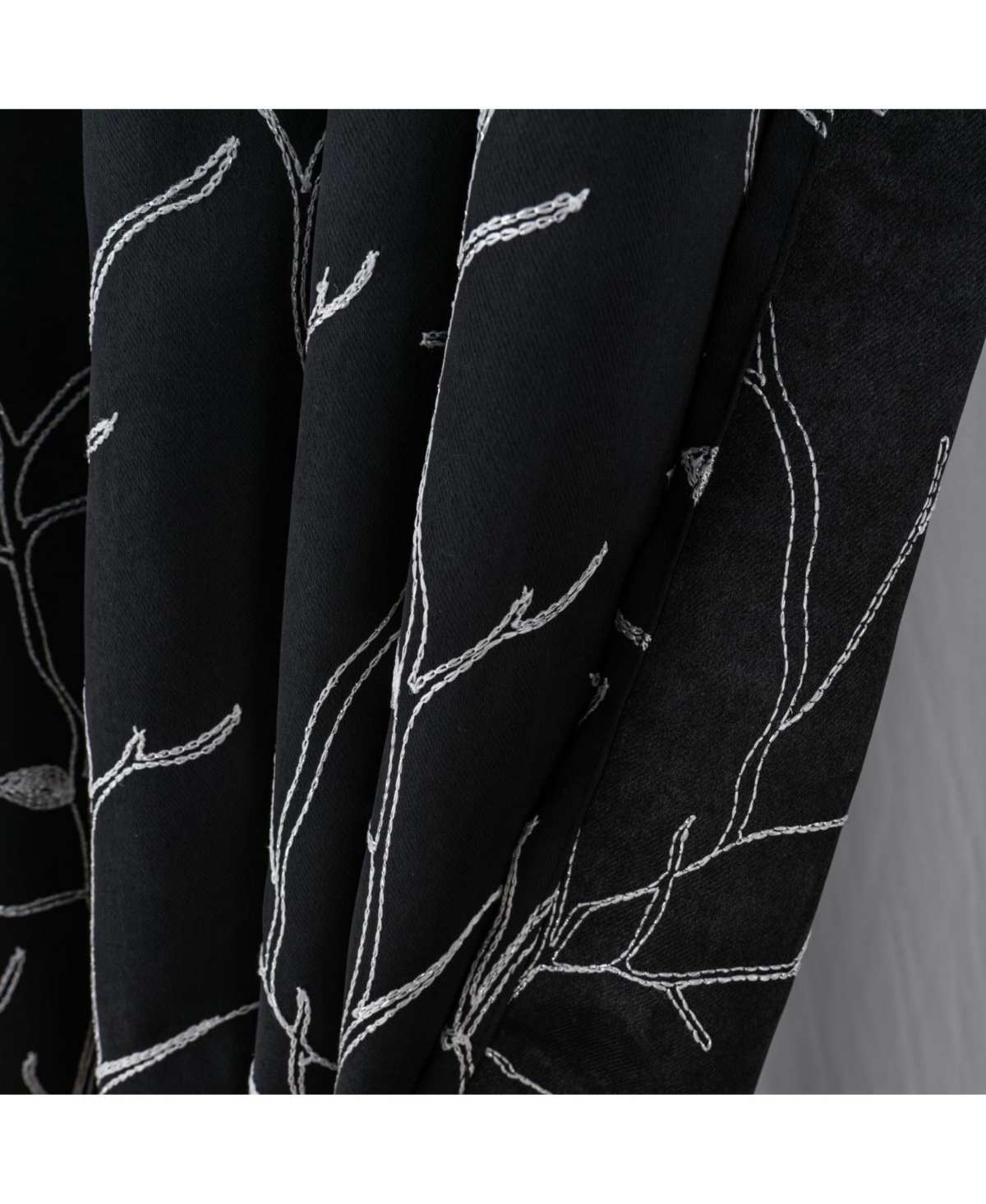 Rt Designer Collection Luciana Embroidered Blackout Luxurious Decorative Grommet Curtain Panel 54" x 84" Black