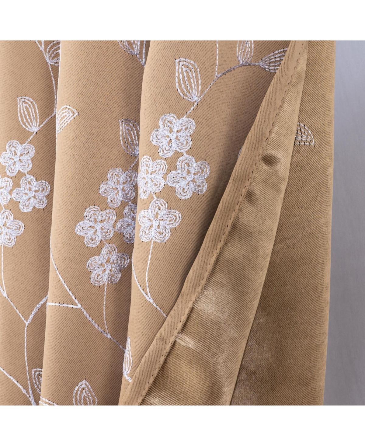 Rt Designer Collection Lilian Embroidered Blackout Luxurious Decorative Grommet Curtain Panel 54" x 95" Taupe