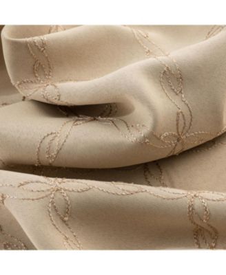 RT Designer Collection Gable Embroidered Blackout Luxurious Decorative Grommet Curtain Panel; Beige
