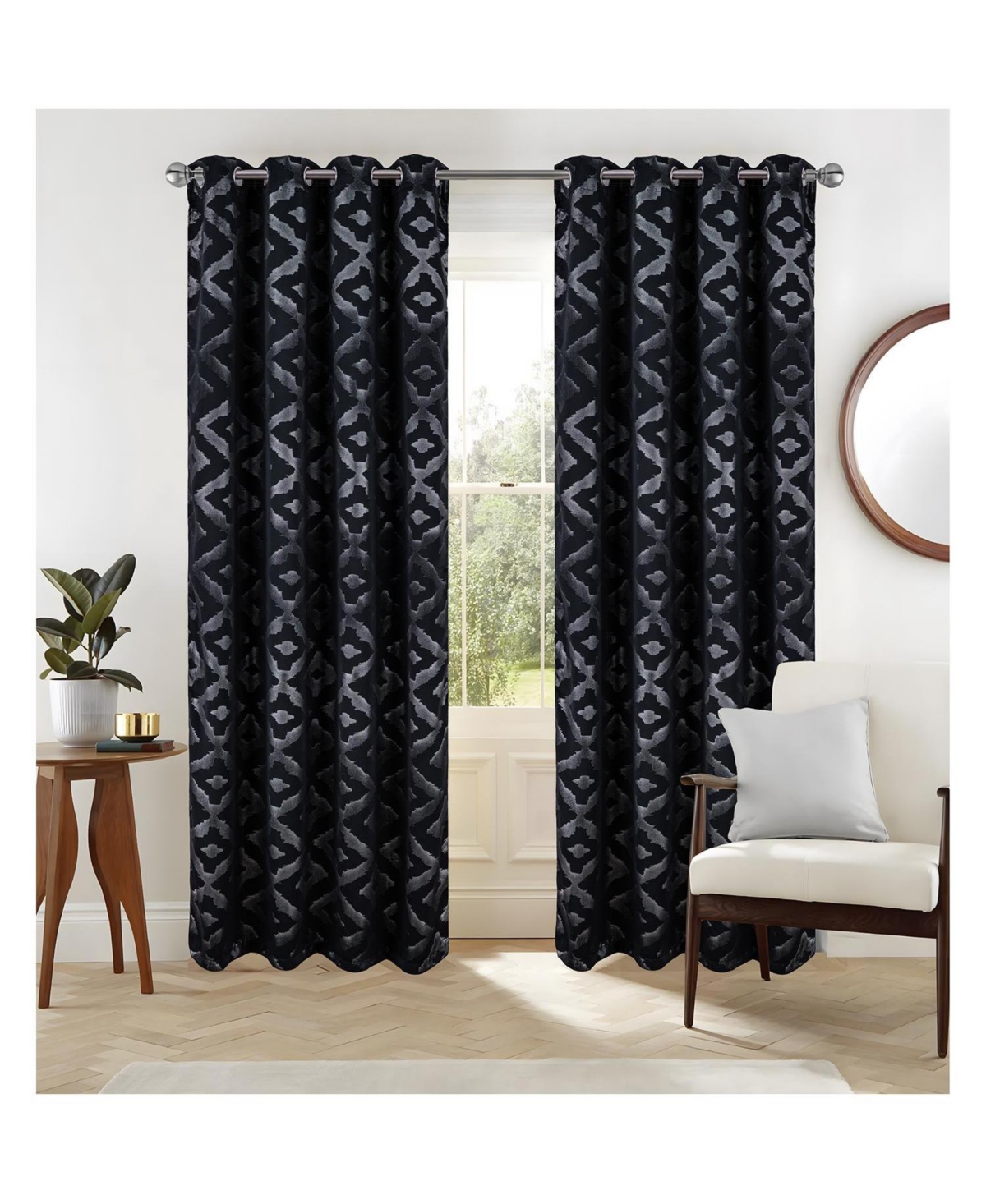 Rt Designer Collection Heathrow Halo Foil Blackout Luxurious Decorative Grommet Curtain Panel 54" x 90
