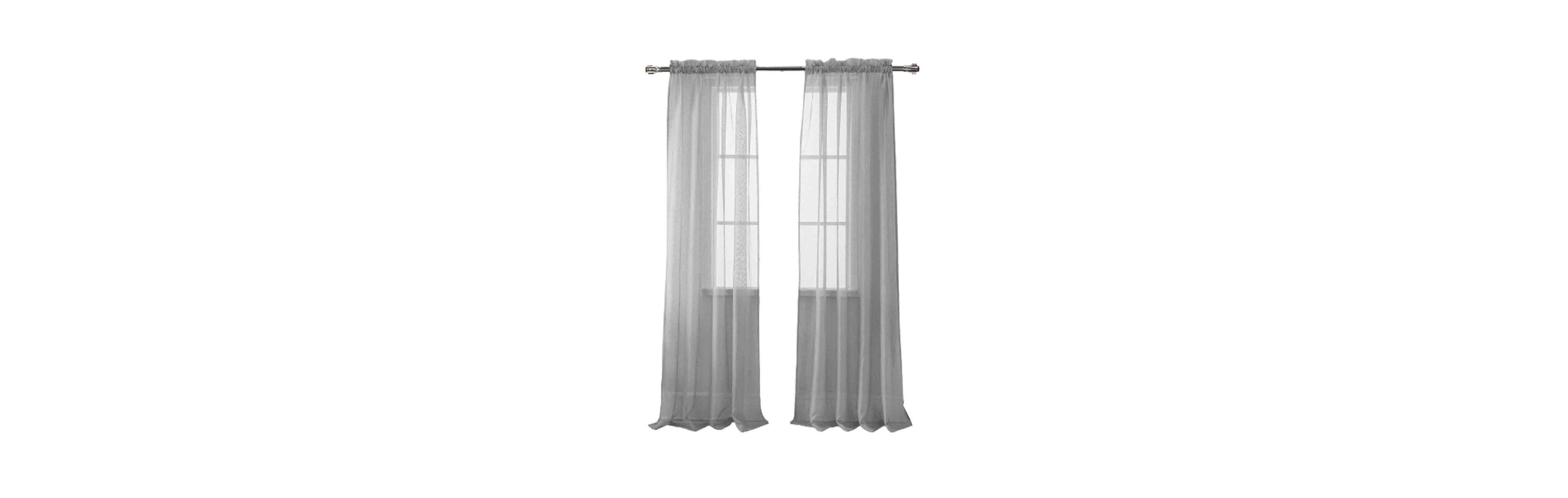 Rt Designers Collection Olivia Gray Celine Sophisticated Sheer Curtain Panel 55" x 90" - Charcoal