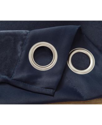 RT Designer Collection Anchorage 2 Pack Blackout Grommet Luxurious Modern Design Curtain Panel Pair 36" x 84" Navy Blue