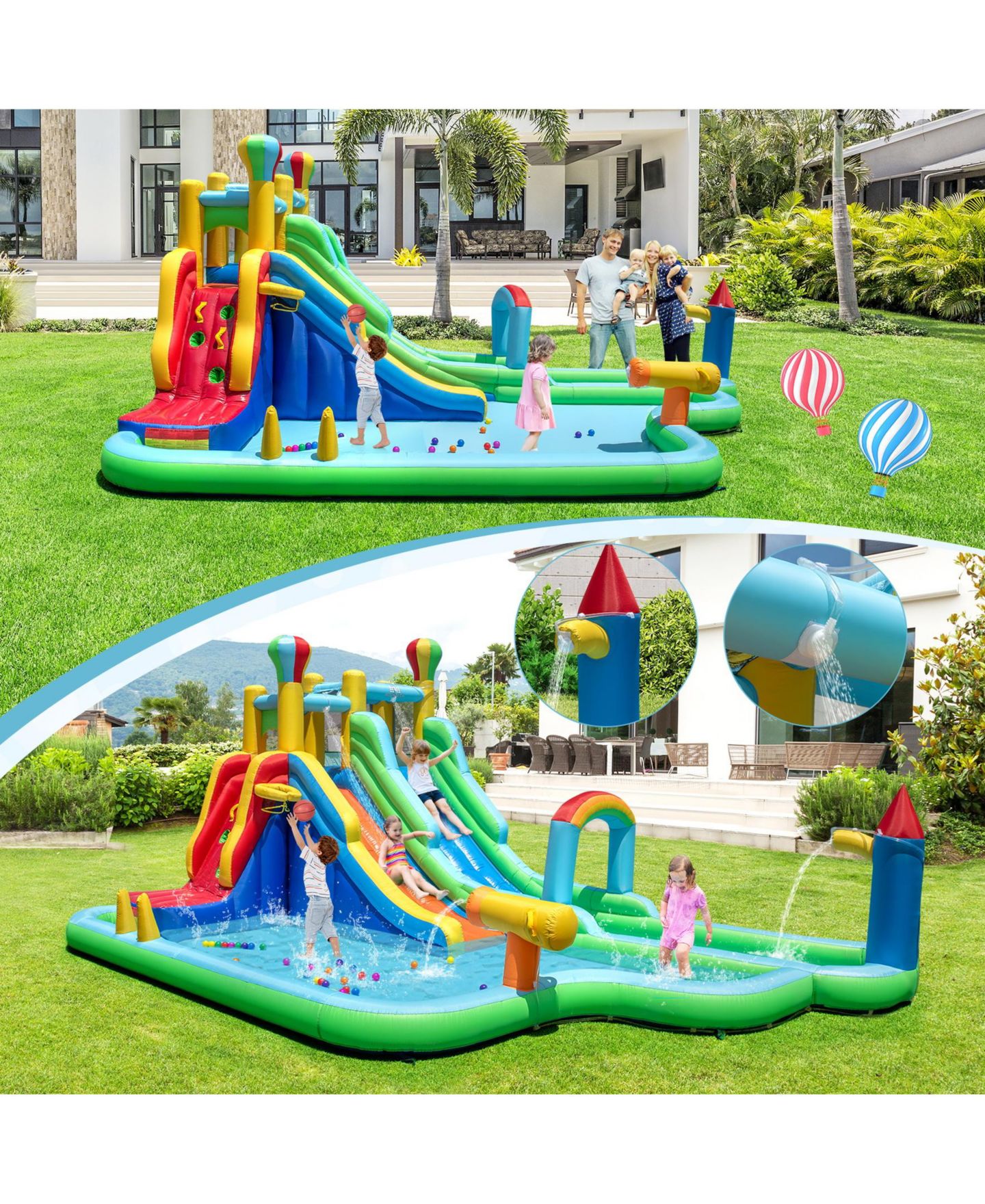 Детская игрушка SUGIFT Inflatable Water Slide Park Giant Bounce House with 950W Blower, цвет: Синий — фото 10