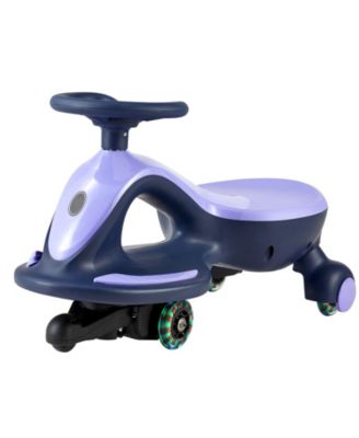 Electric Wiggle Car, 150 lbs Load, 2-in-1 Swing Car with LED Wheels, Bluetooth, Rechargeable Battery, Ride Toy for Kids 3+, Purple