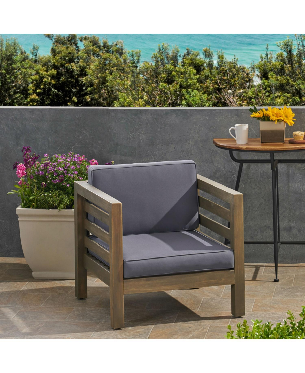 Streamdale Furniture Acacia Club Chair with Water-Resistant Cushions