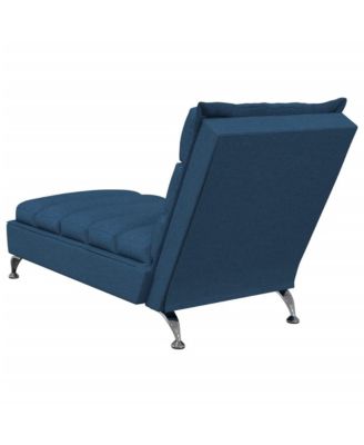 Chaise Lounge Blue Fabric (100% polyester), Plywood, Chromed Steel
