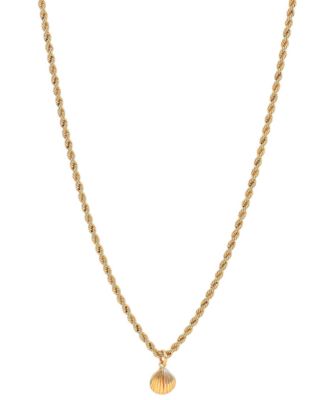 Primavera Gold Over Silver Small Shell on Curb Necklace