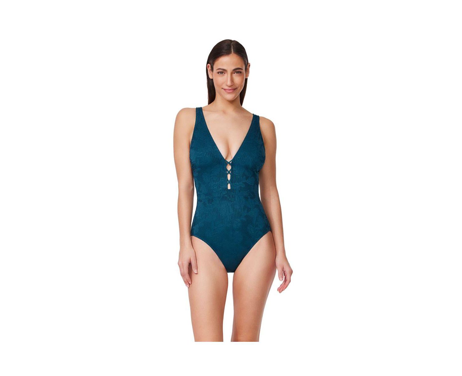 Women's Jolene Textured Deep V-Neck One-Piece Swimsuit