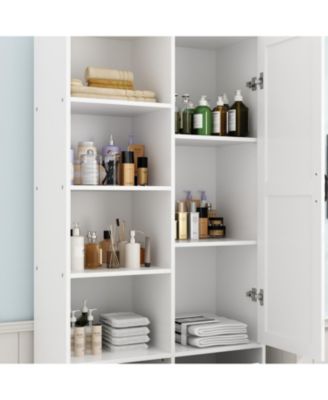 Bathroom Cabinet with Flip Storage and 7-Shelves
