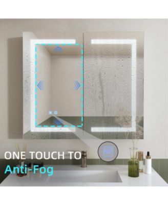 Bathroom Wall Cabinet with Mirror, Dimmable Lights, Frameless Surface Mount