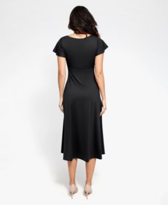 Shap Women's ewear Flutter Sleeve Sculpting A-Line Midi Dress