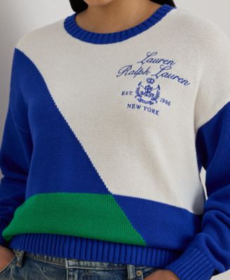 Plus Size Color-Blocked Long-Sleeve Sweater