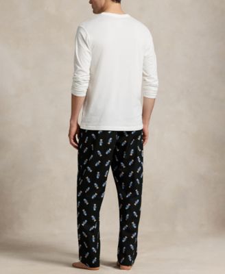 Men's Knit Long-Sleeve Crewneck T-Shirt and Pajama Pants, 2-Piece Set