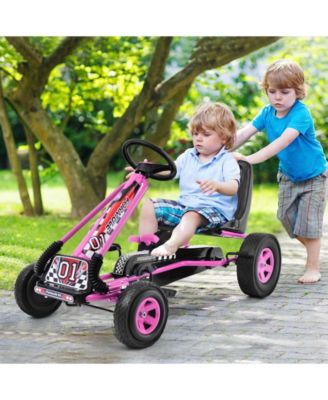 4 Wheels Kids Ride On Pedal Powered Bike Go Kart Racer Car Outdoor Play Toy-Pink